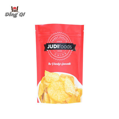Custom resealable stand up aluminum foil snack bags for chips