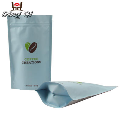 Wholesale custom 7.05oz matt finish foil ziplock plastic stand up coffee packaging bags