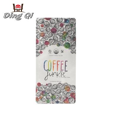 Food grade customized printed aluminum foil flat bottom coffee pouch with valve