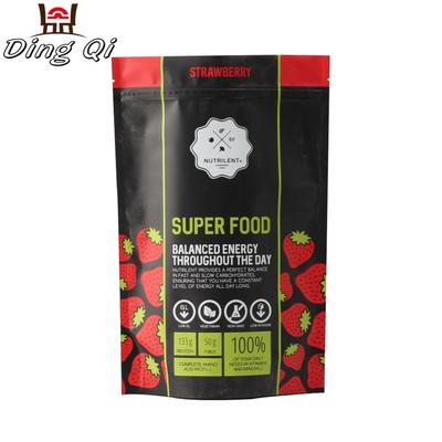 Sealable super food packaging foil stand up plastic zipper bags for strawberry