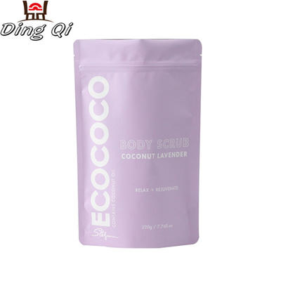 Body scrub packaging ziplock foil doypack stand up pouch with round corners