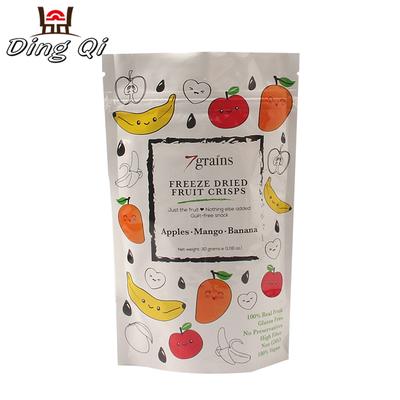 Wholesale aluminum foil food grade zipper bags for freeze dried fruit crisps