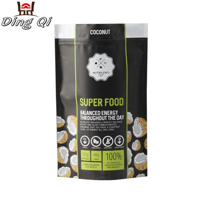Custom mylar coconut packaging foil stand up zip bags for food