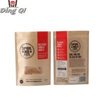 Wholesale stand up kraft zipper dog food pouches with window