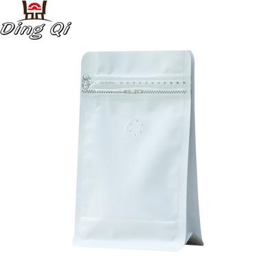 Custom laminated ziplock coffee bean bags flat bottom plastic bags with valve
