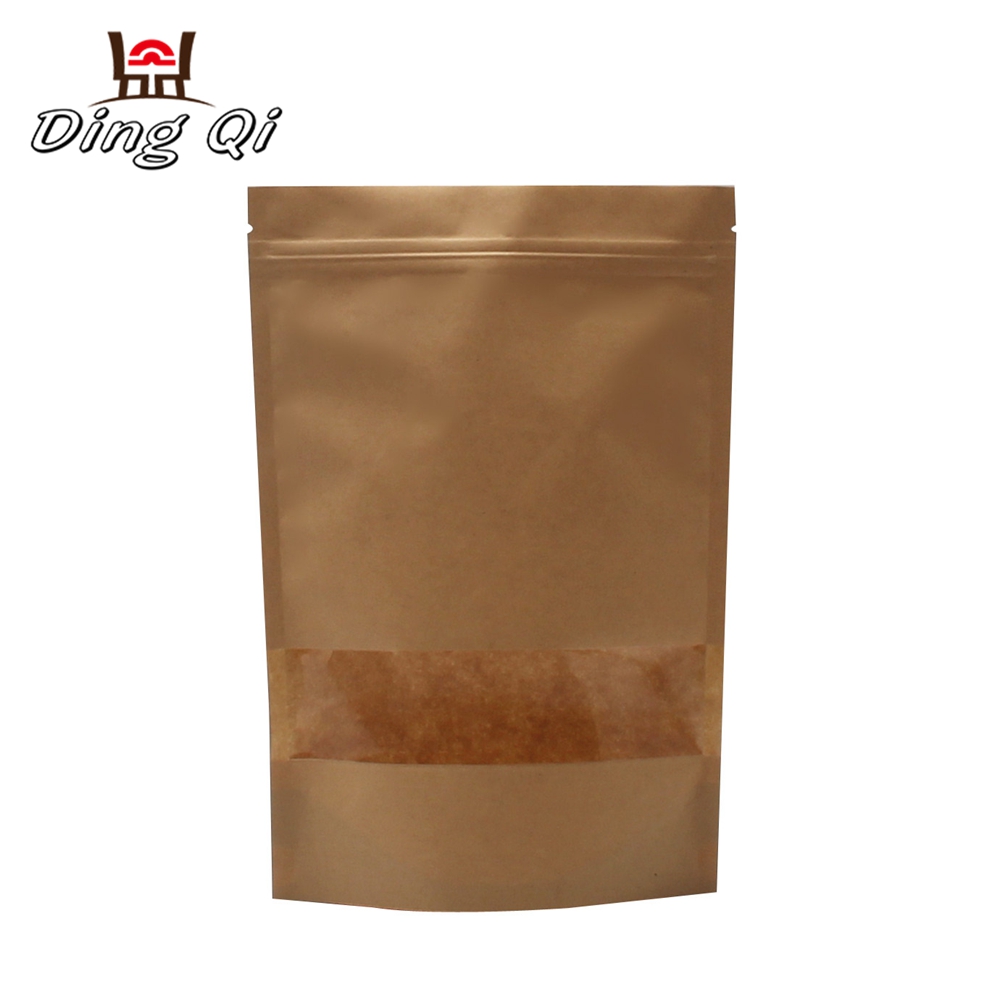 Food grade stand up peanut packaging zipper kraft bag with window