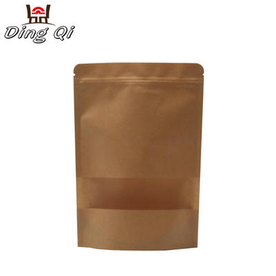 Food grade material doypack kraft stand up coffee pouches with window