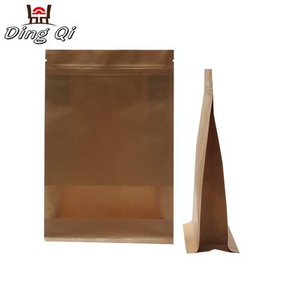 Shenzhen factotry laminated dried food packaging zipper block bottom pouch with window