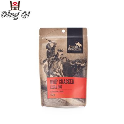 Hot sale custom kraft paper aluminum foil stand up beef jerky bags with clear window