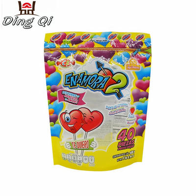 Custom plastic stand up zipper mylar candy bag for gummy candy