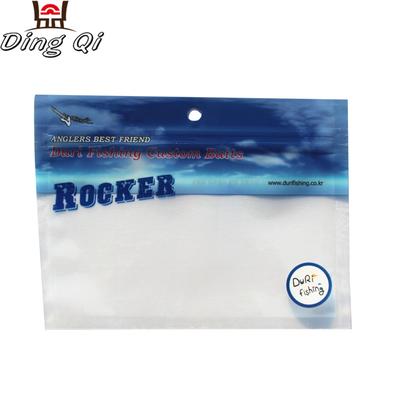 Three side seal plastic lure fish bag with zipper