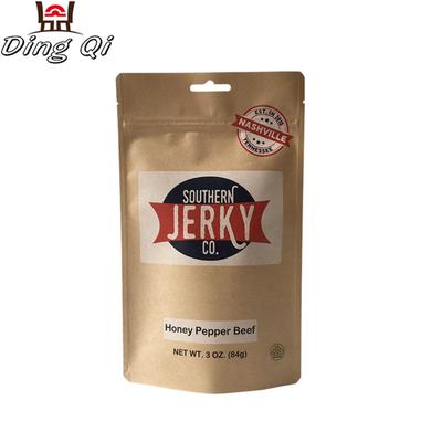 Brown kraft paper stand up dried beef packing bag