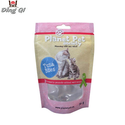 Plastic PET food grade foil stand up cat food pouches with zipper