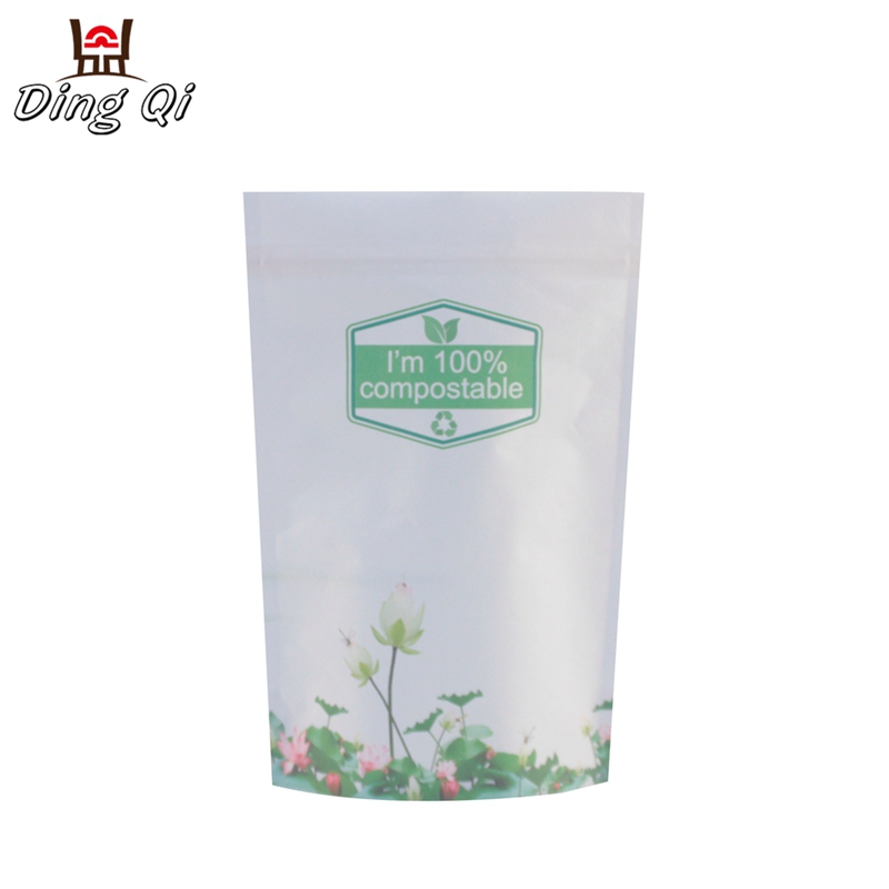 Biodegradable paper bag white kraft paper with resealable zipper
