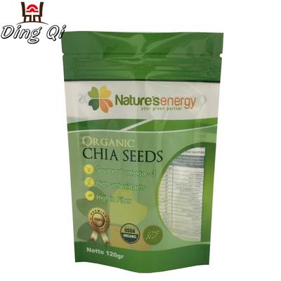 Moisture proof 120g organic chia seeds zip lock plastic stand up pouch bag with window
