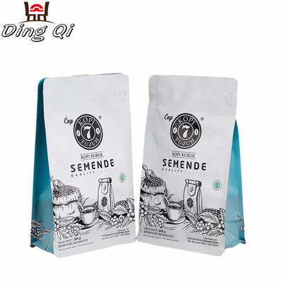 Smell proof plastic laminated block bottom foil gusseted coffee bags