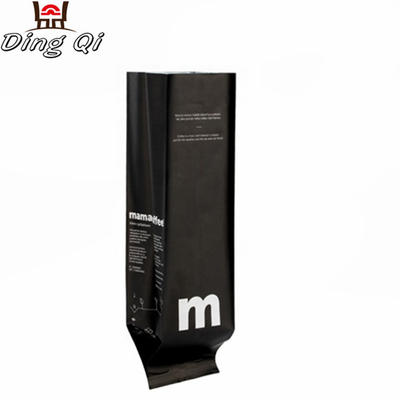 Custom printed foil 1 lb side gusset matte black coffee bag with valve